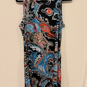 Paisley Sleeveless Dress - Black, Blue, Red